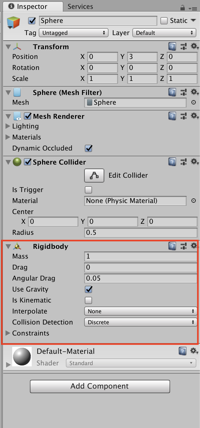 Rigidbody設定完了