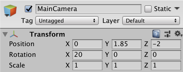 メインカメラTransform