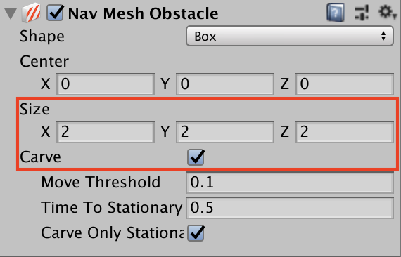 NavMeshObstacle設定
