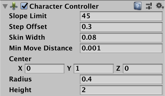 キャラクターコントローラー値変更