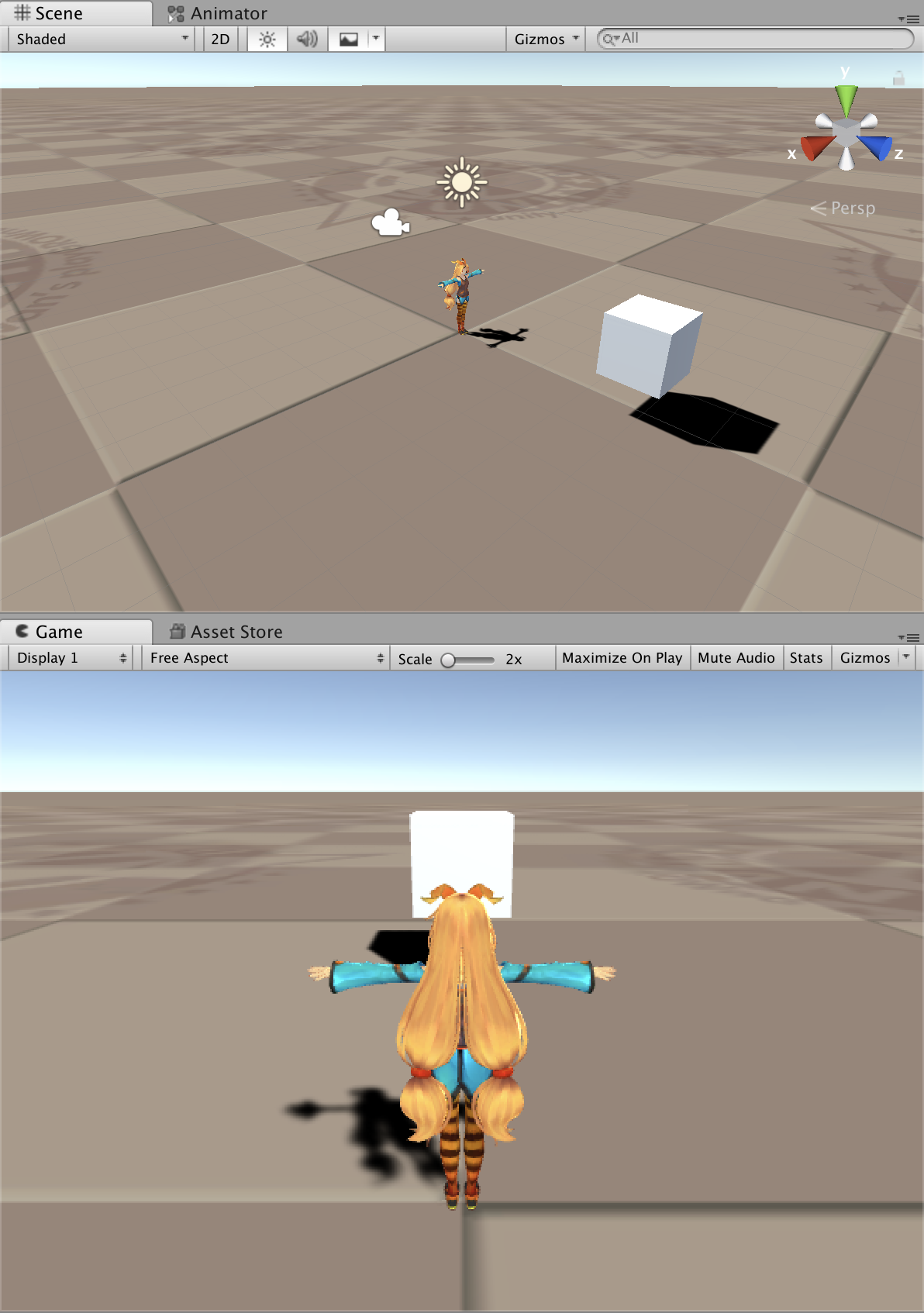 キューブとユニティちゃんの距離感