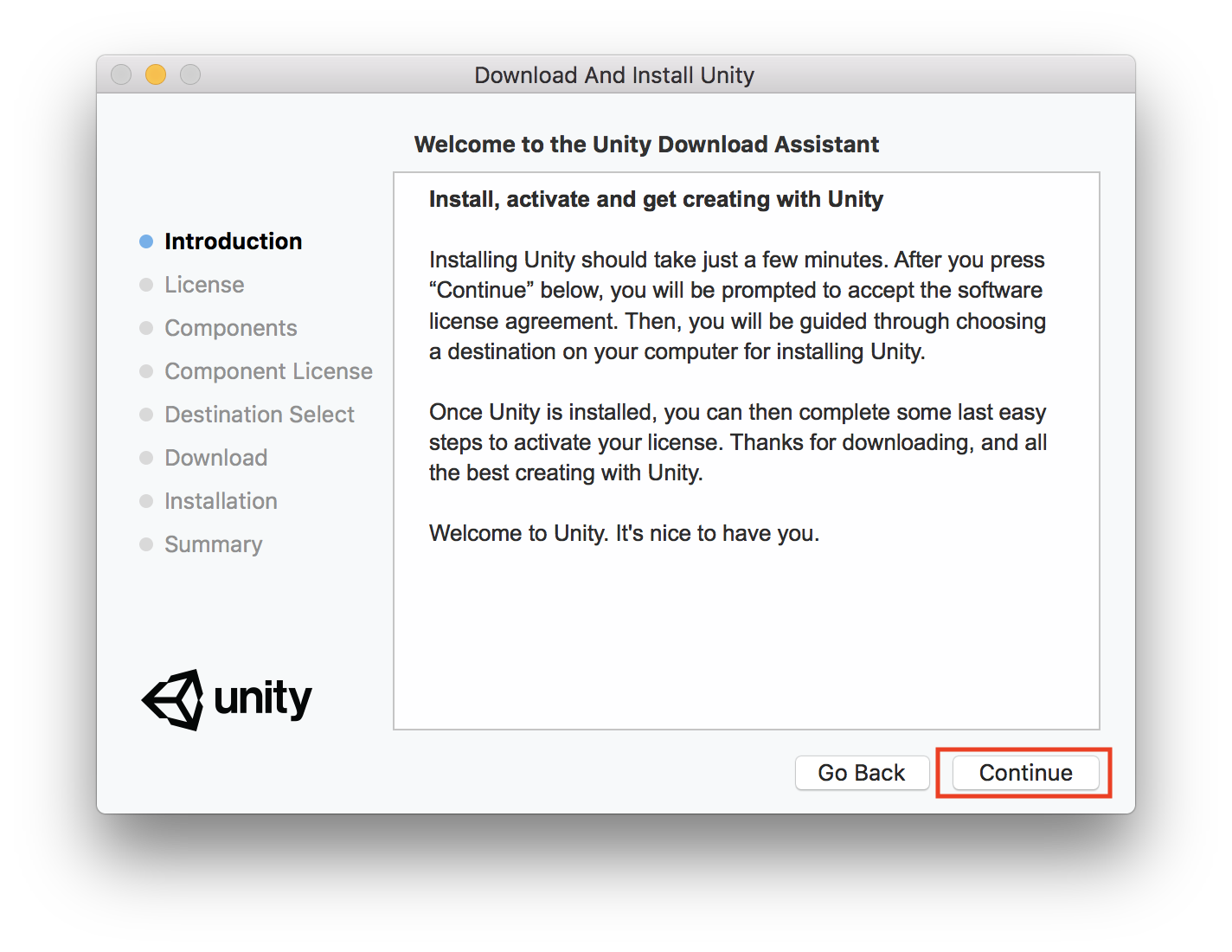 ダウンロードインストラクション画面