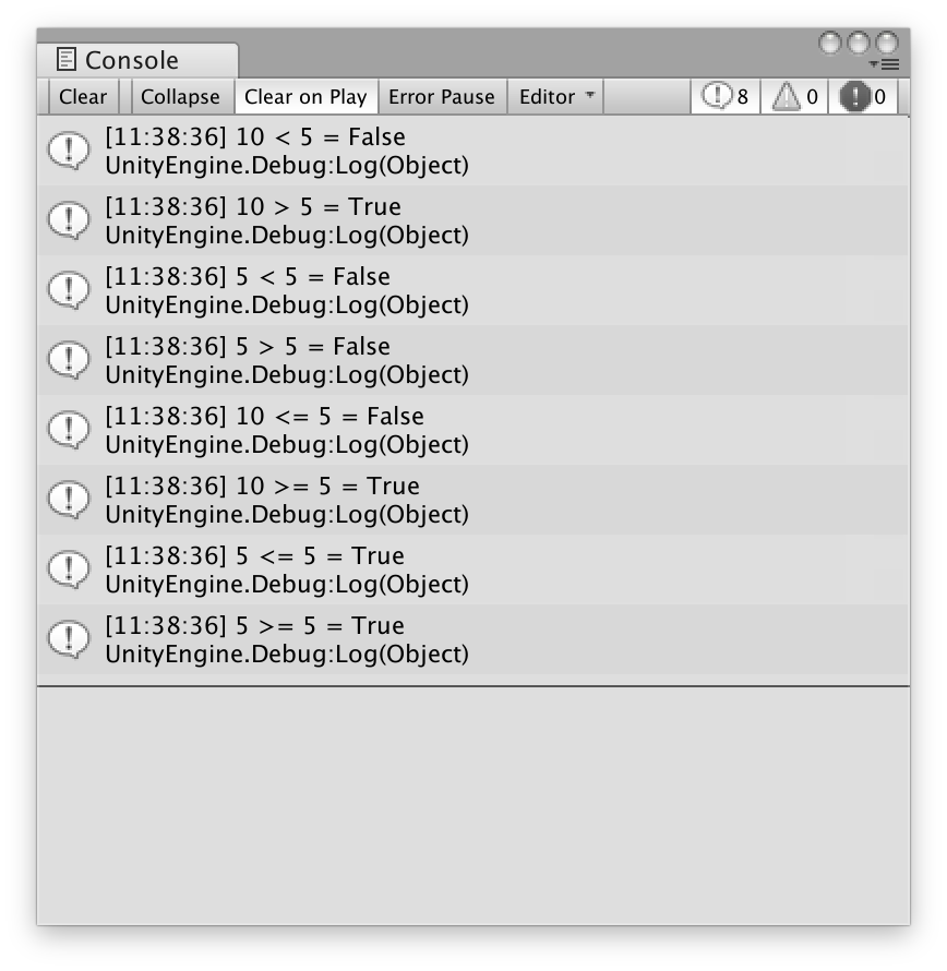 関係演算子実行結果