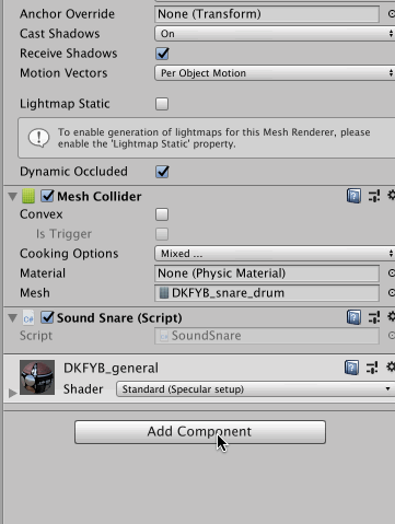 AudioSourceコンポーネント取り付け