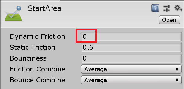 StartArea_Dynamic Friction_設定