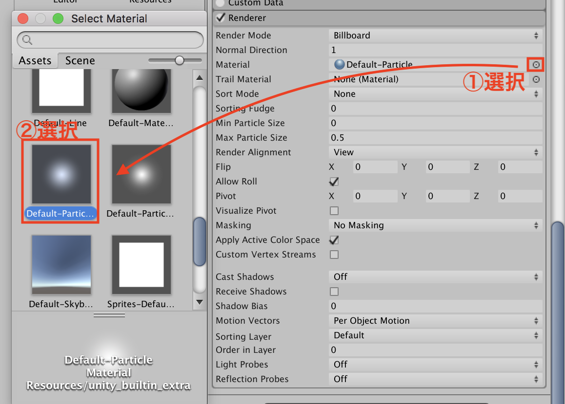 パーティクルシステムレンダラー値変更