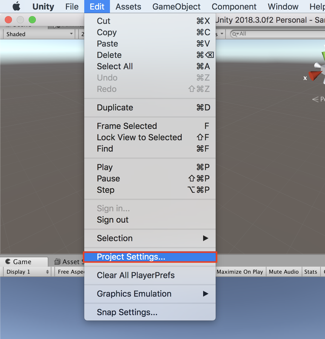 ProjectSetting選択
