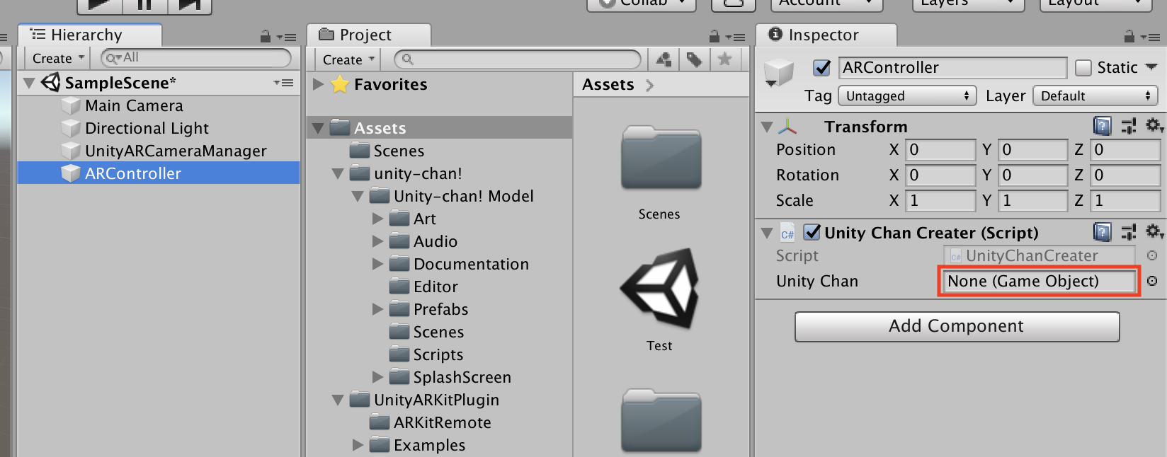 UnityChanアタッチ