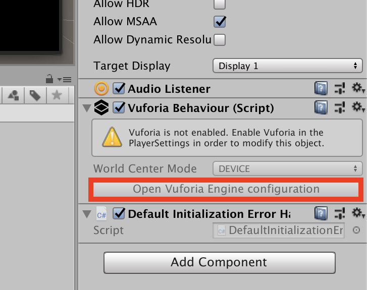 Vuforia Engine configration
