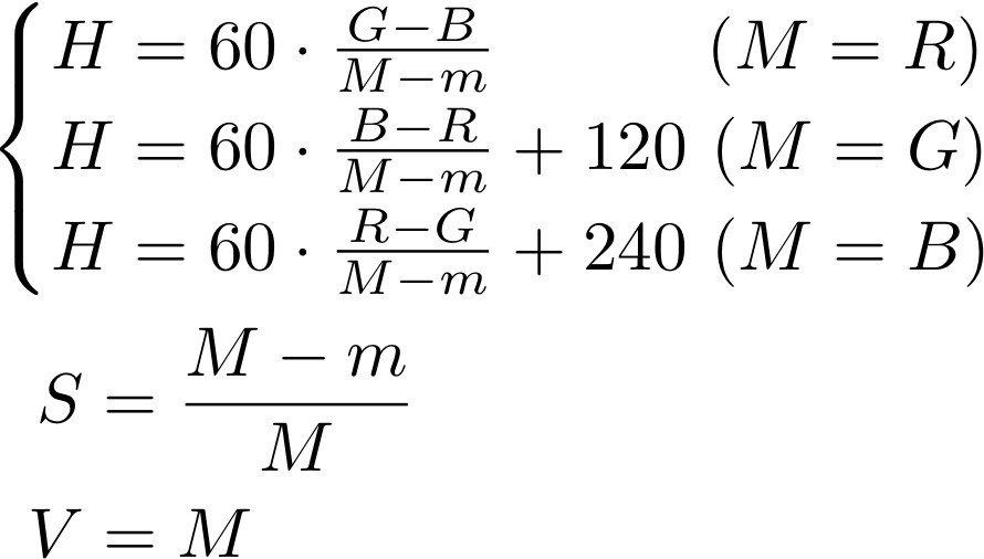 RGBからHSVへの変換式