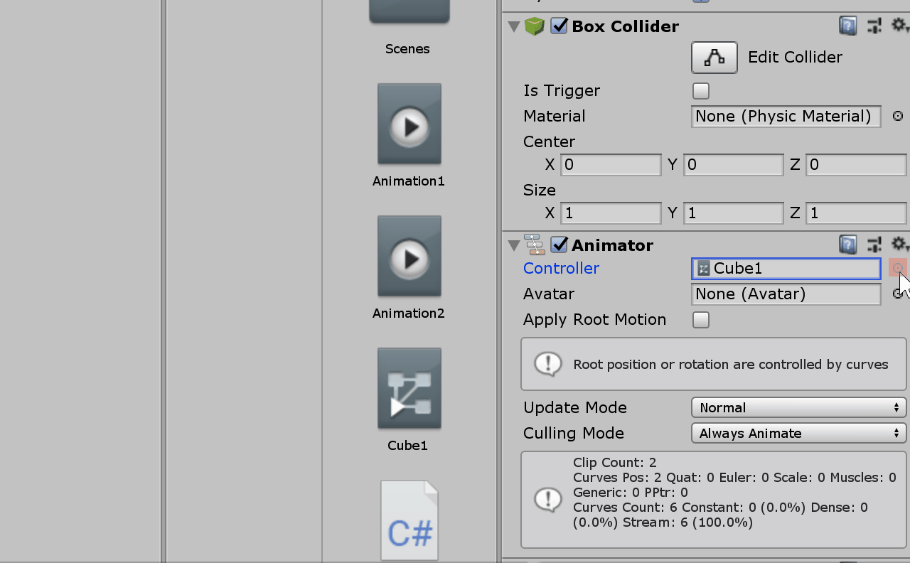 アニメーターコントローラー解除手順