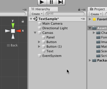Buttonを子オブジェクトに変更