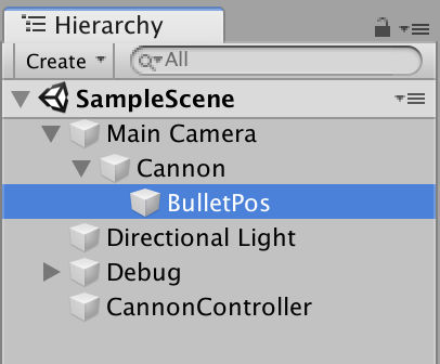 BulletPosを子オブジェクト化