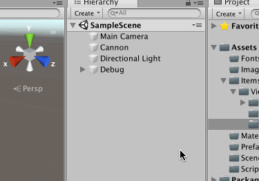 Cannonを子オブジェクト化