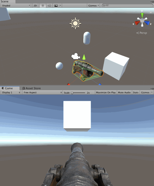 カメラと大砲が連動