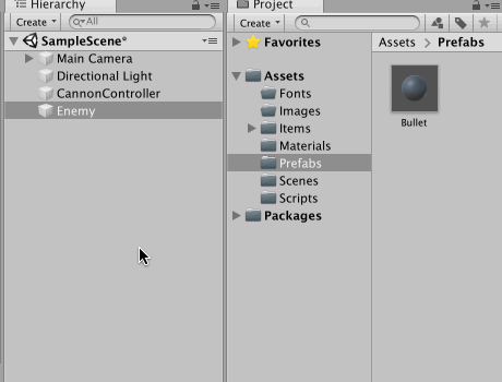 Enemyをプレハブ化