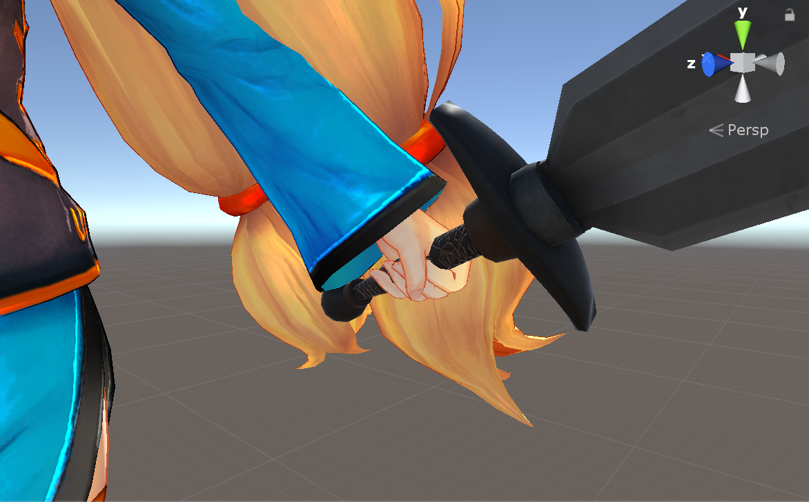 待機モーション_手_アップ_武器あり