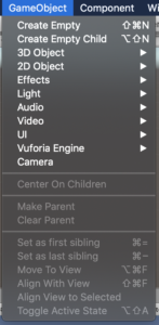 GameObjectメニュー